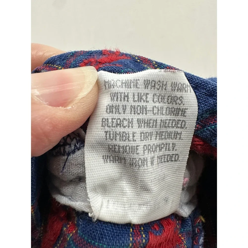 Vintage OshKosh Bgosh Kids 3T‎ Blue Plaid Red Tractor Vestbak Overalls Made USA